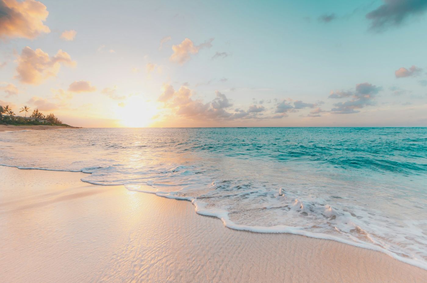 A beach at golden hour