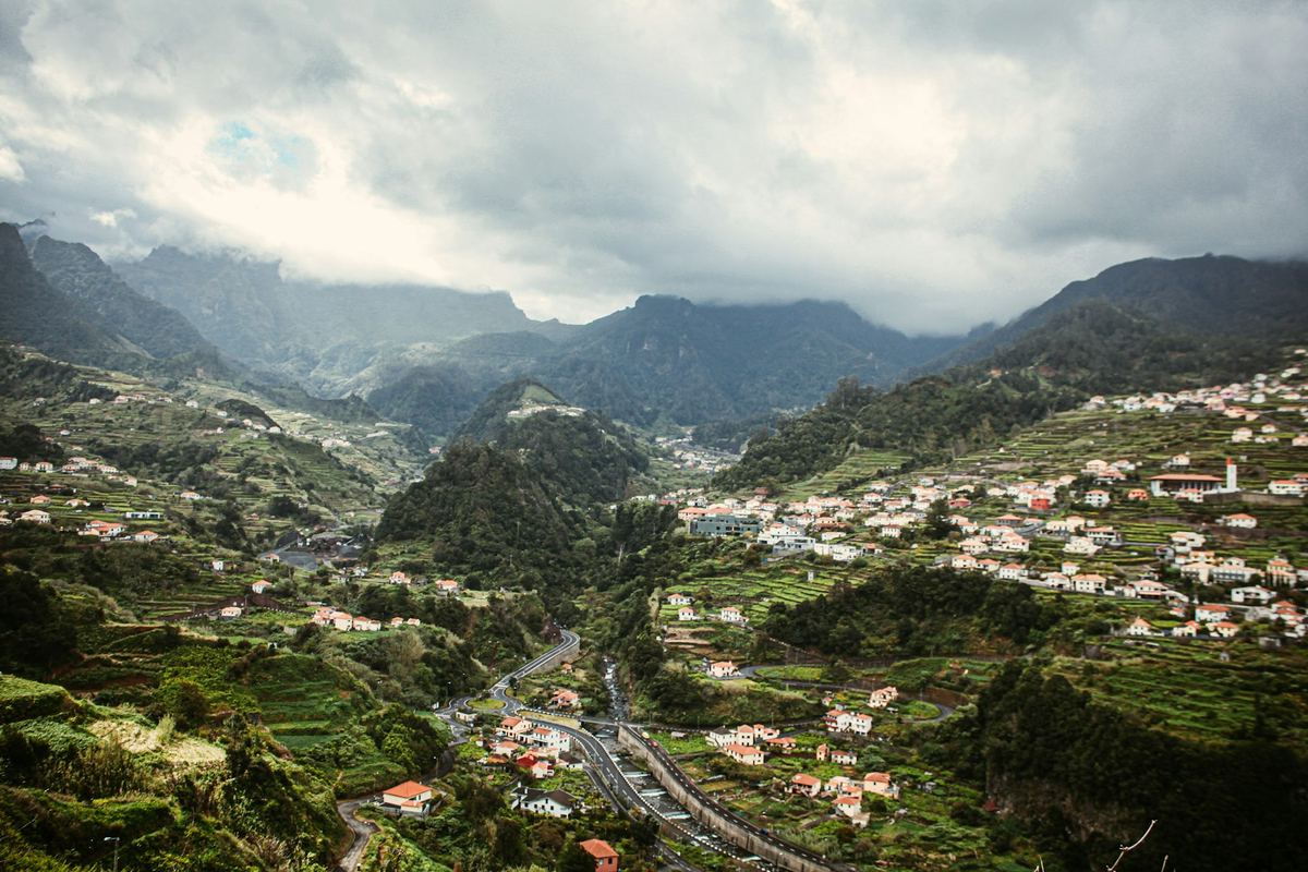 A village in a green valley on Madeira